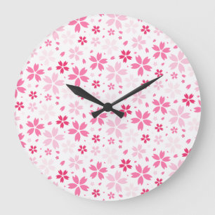 Grande Horloge Ronde Motif de Sakura