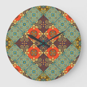 Grande Horloge Ronde Motif de style Talavera