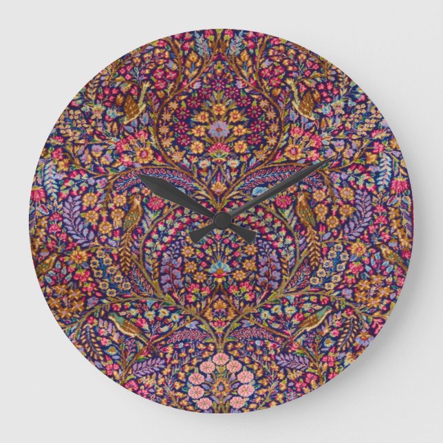 Grande Horloge Ronde Motif de tapis persan coloré (Recto)