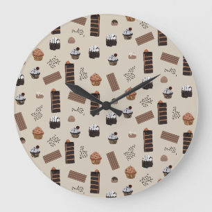 Grande Horloge Ronde Motif de thème chocolat