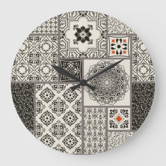 Grande Horloge Ronde Motif de tuile islamique Majolica
