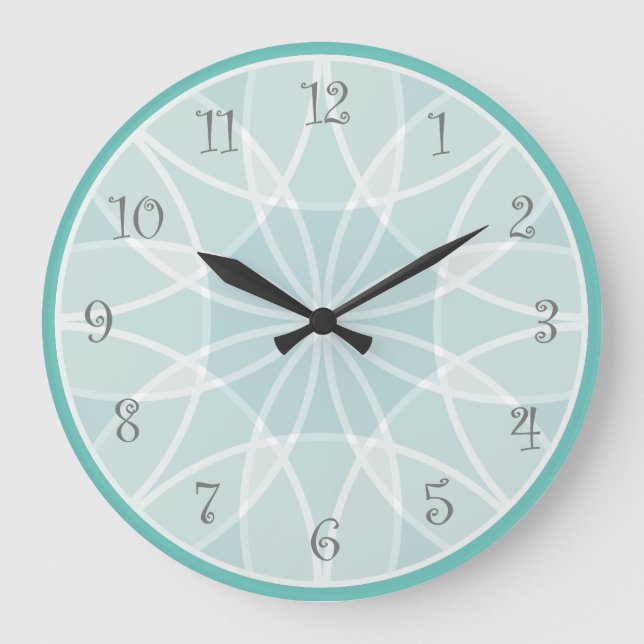 Grande Horloge Ronde Motif décoratif vert moderne (Recto)