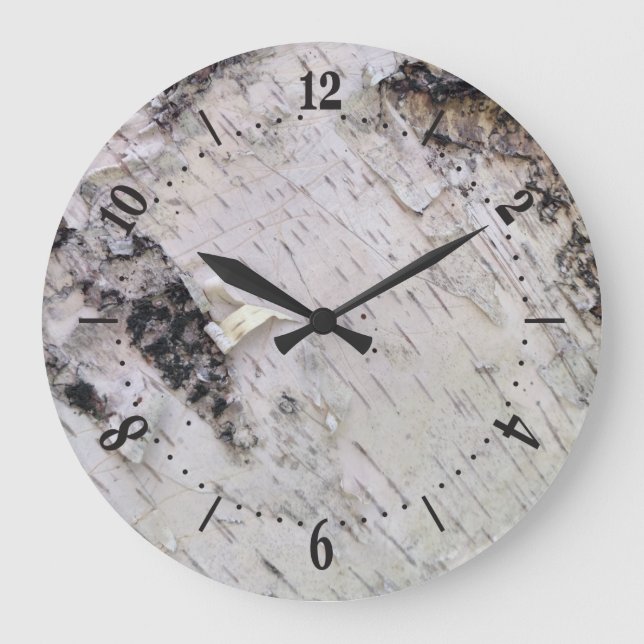 Grande Horloge Ronde Motif d'écorce de bouleau (Recto)