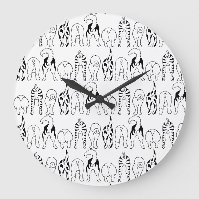 Grande Horloge Ronde Motif des boutons de chien (Recto)