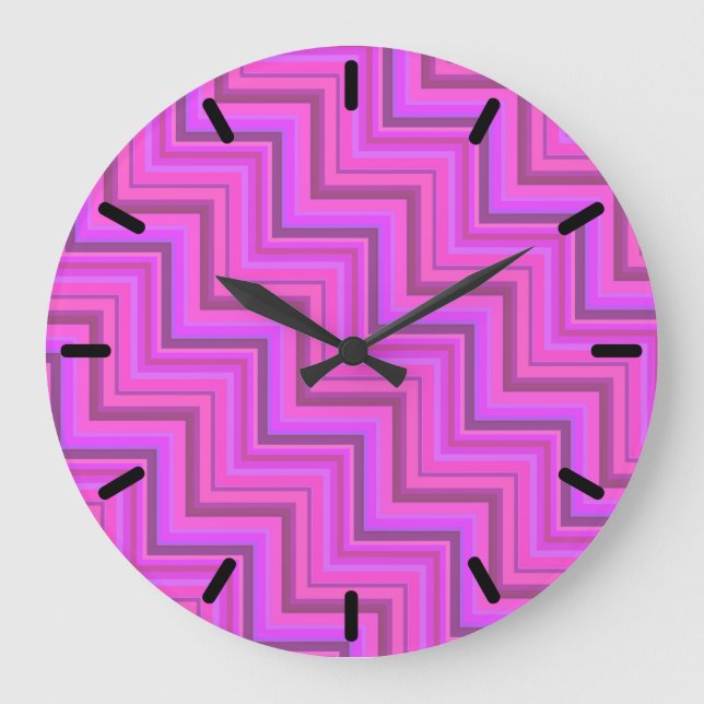 Grande Horloge Ronde Motif des escaliers à rayures roses (Recto)