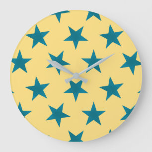 Grande Horloge Ronde Motif des étoiles d'or 18
