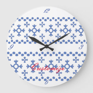 Grande Horloge Ronde Motif des flocons de neige bleu Cute Thunder_Cove