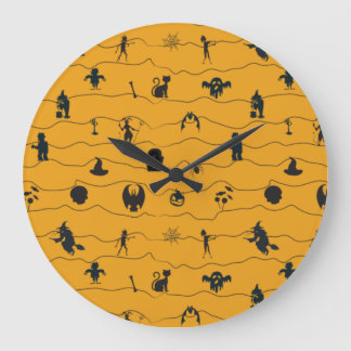Grande Horloge Ronde Motif d'Halloween