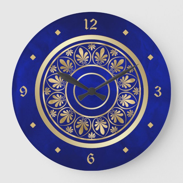 Grande Horloge Ronde Motif élégant Gold Ornate Design Circle (Recto)