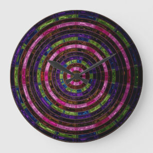Grande Horloge Ronde Motif en mosaïque en verre trempé Astract #5