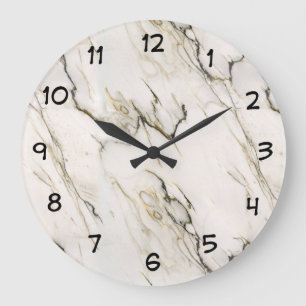 Grande Horloge Ronde Motif en pierre de marbre