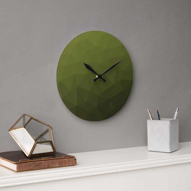 Grande Horloge Ronde Motif géométrique du maillage vert de l'Armée (Bureau)