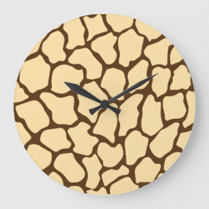 Grande Horloge Ronde Motif Girafe Marron – Impression Animale Minimale