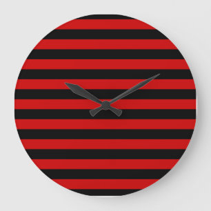 Grande Horloge Ronde Motif Gras noir et rouge