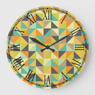 Grande Horloge Ronde Motif les années 70 rétro