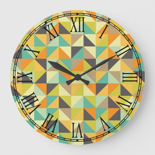 Grande Horloge Ronde Motif les années 70 rétro (Recto)