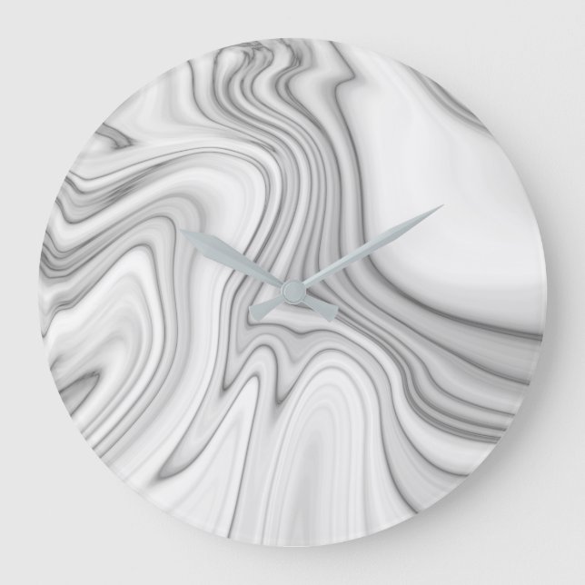 Grande Horloge Ronde Motif Marbre blanc moderne élégant (Recto)