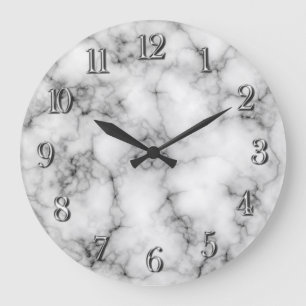 Grande Horloge Ronde Motif Marbre blanc très réaliste