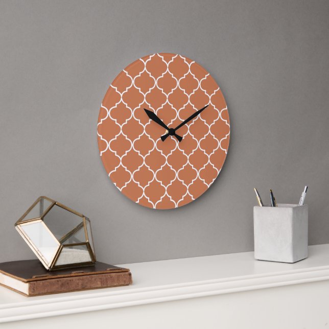 Grande Horloge Ronde Motif marocain méditerranéen en terre cuite (Bureau)