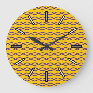 Grande Horloge Ronde Motif mauve en forme de chaîne sur un Arrière - pl