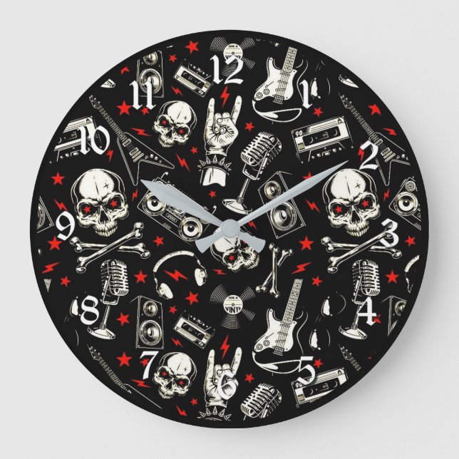 Grande Horloge Ronde Motif métallique lourd rétro (Recto)