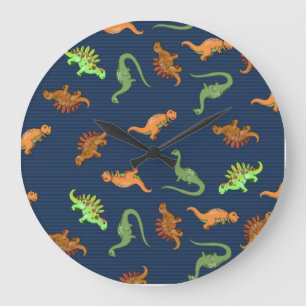 Grande Horloge Ronde Motif mignon de dinosaures