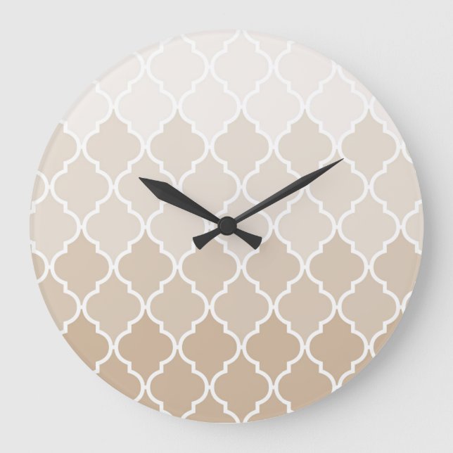 Grande Horloge Ronde Motif Pastel crème brun élégant (Recto)