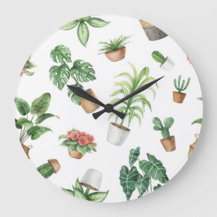 Grande Horloge Ronde motif plante