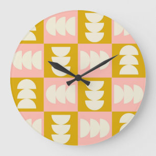 Grande Horloge Ronde Motif rétro moderne et géométrique du milieu du si
