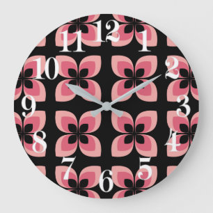 Grande Horloge Ronde Motif rose deux tons lumineux