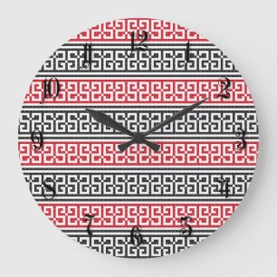 Grande Horloge Ronde Motif rouge et noir