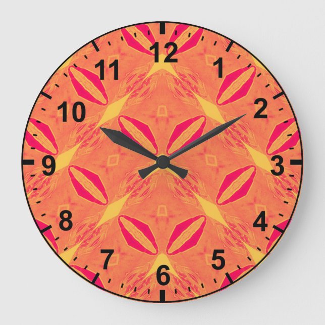 Grande Horloge Ronde Motif rouge orange jaune~ (Recto)