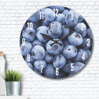 Grande Horloge Ronde Motif simple Foody Blueberry