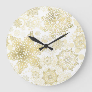 Grande Horloge Ronde Motif Snowflake