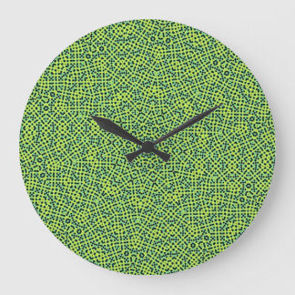 Grande Horloge Ronde Motif Tissé Jaune et Vert