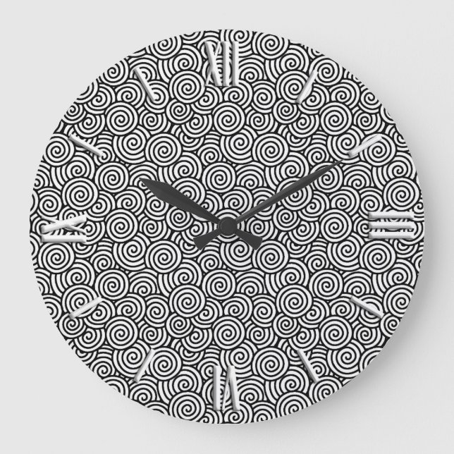 Grande Horloge Ronde Motif tourbillon japonais - blanc et noir (Recto)