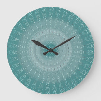 Grande Horloge Ronde Motif Tredny Blue Mandala
