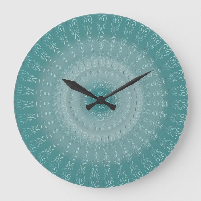Grande Horloge Ronde Motif Tredny Blue Mandala (Recto)