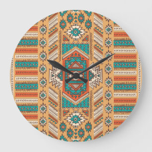 Grande Horloge Ronde Motif tribale, parfait pour la décoration.