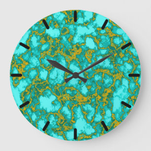 Grande Horloge Ronde Motif turquoise