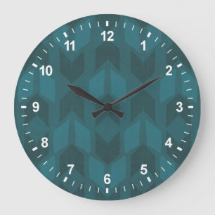 Grande Horloge Ronde Motif turquoise de Geo d'obscurité extérieure