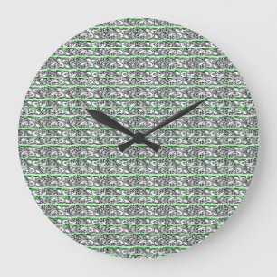 Grande Horloge Ronde Motif vert Design croisé