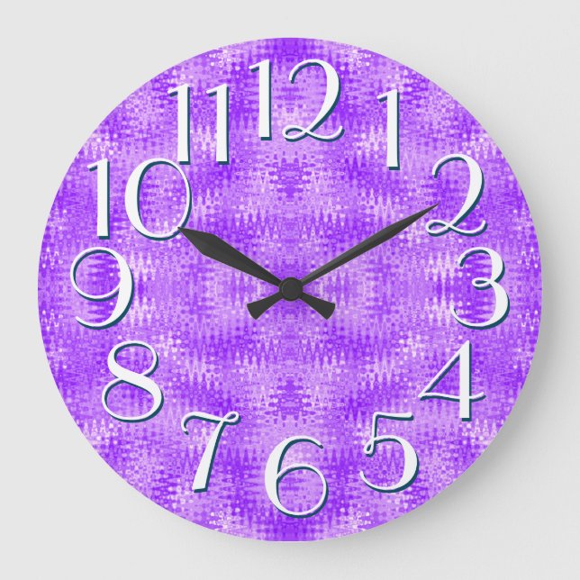 Grande Horloge Ronde Motif violet violet Élégant nombre de surdimension (Recto)