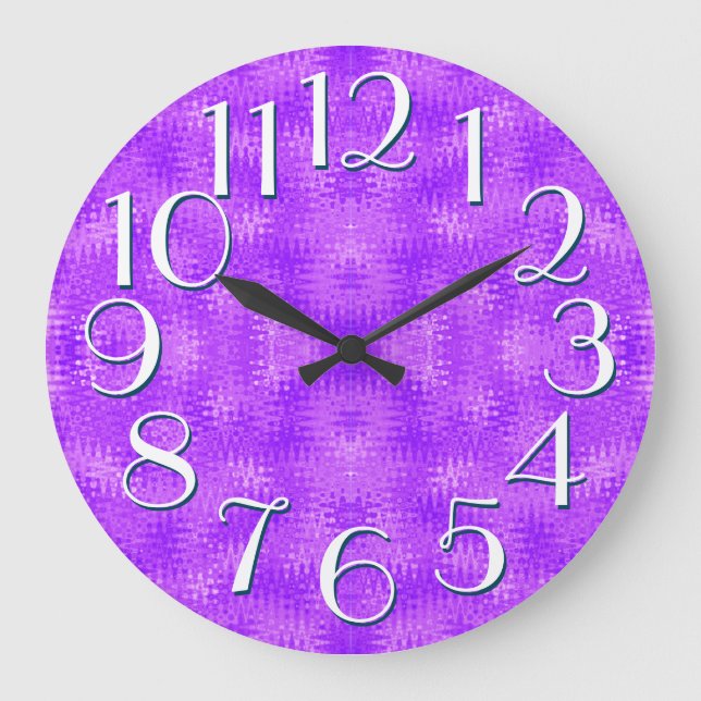 Grande Horloge Ronde Motif violet violet Élégant nombre de surdimension (Recto)