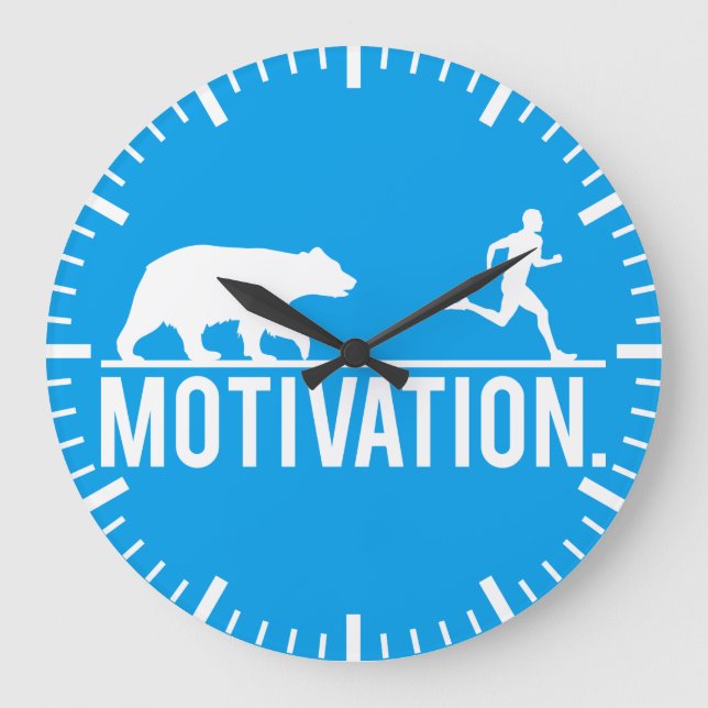 Grande Horloge Ronde Motivation amusante de l'entraînement - Bear Chasi (Recto)