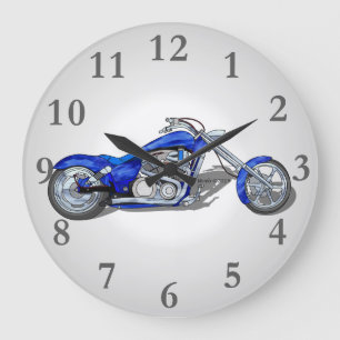 Grande Horloge Ronde Moto 1 - Bleu