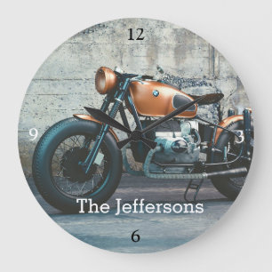 Grande Horloge Ronde Moto allemand Vintage personnalisé