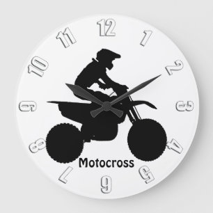 Grande Horloge Ronde Motocross Rider Silhouette
