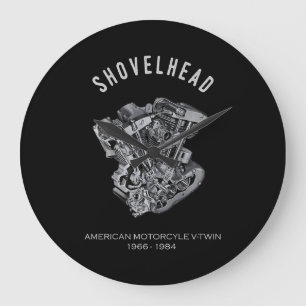 Grande Horloge Ronde Motocyclette HD Vtwin Moteur de Tête de Tirage V