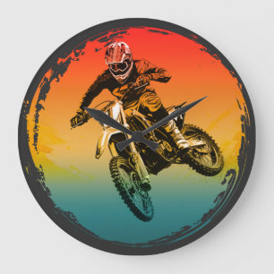 Grande Horloge Ronde motocycliste de moto cross vintage moto